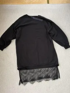 ZARA 黒 長袖 レース裾 トップス