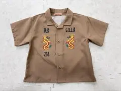 新品 AMBERROAR 半袖シャツ 龍 虎 刺繍 ベージュ