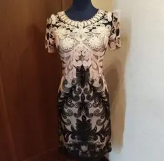 美品❉ TADASHI SHOJI Binnie メタリック刺繍ドレープドレス - メルカリ