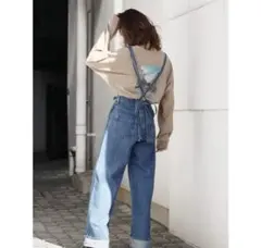 Ungrid サロペット風デニム ワイドレッグ