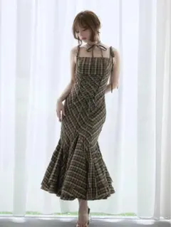 ワンピース andmary Amelia check long dress beige andmary Amelia check long dress beige - メルカリ