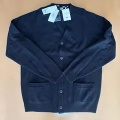 新品 タグ付き ユニクロ メンズ ラム Vネックカーディガン 黒 L