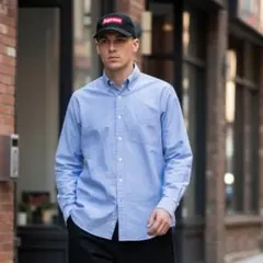 【希少】90sUSA古着ポロバイラルフローレン長袖シャツ青ギンガムチェック柄