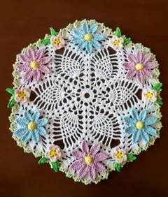 40】マーガレットと薔薇のドイリー 直径約25cm - メルカリ