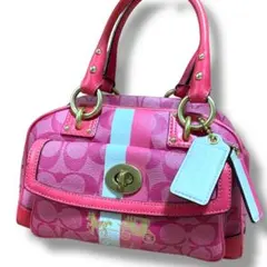美品　COACH　コーチ　Y2K ミニボストンバッグ ターンロック ピンク