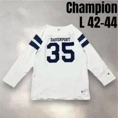 チャンピオン 復刻ランタグ フットボールTシャツ L 両面ナンバリング エルボー