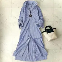美品△TICCA ティッカ//スクエアビッグ半袖シャツ△ブルー ゆったり