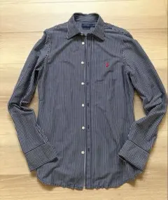 POLO Ralph Lauren 現行タグ ニットシャツ S 濃紺 ストライプ