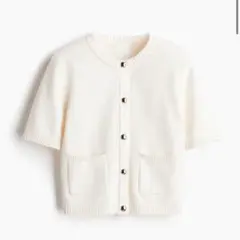 H&M 半袖ニットカーディガン XS アイボリー 白