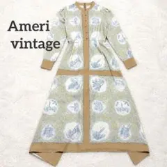 AMERI vintage ランドスケープスカーフドレス ワンピース Aライン