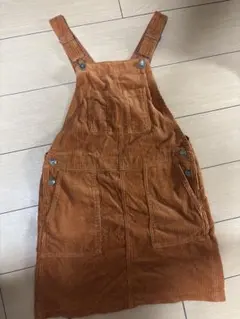 オレンジ コーデュロイ ジャンバースカート150