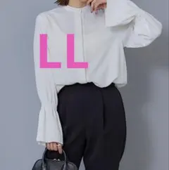 XL しまむら　田中里奈　mysa フリル袖　ホワイト　長袖　ブラウス 最安値