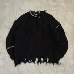 ダメージ　ボロ　襤褸　ニット　カットオフ　フリンジ　アメカジ　グランジ　Y2K