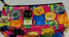man 9 猫柄 ポーチ ピンク　マンハッタナーズのサムネイル
