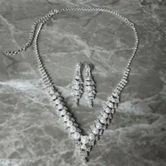 ネックレス　ピアス　セット　社交ダンス　ベリーダンス　結婚式　パーティー　パール