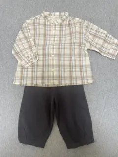 チェック柄シャツとパンツセット
