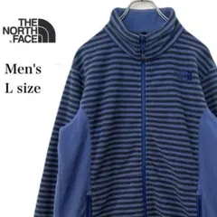 た*ん様 ノースフェイス フリース ジャケット メンズ L ブルー 刺繍ロゴ