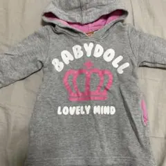 BABYDOLL フード付き パーカー グレー
