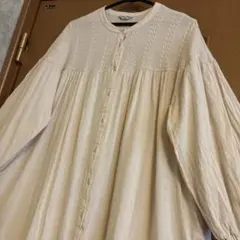 サマンサモスモス　綿麻刺繍ワンピース　ベージュ　極美品