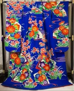 青 花柄 振袖 引き振袖