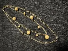 ゴールド パール付きチェーンネックレス