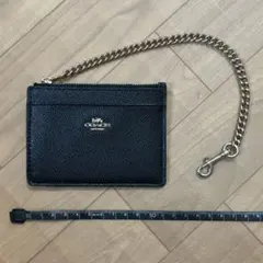 コーチ　COACH コイン カード パスケース　ゴールド チェーン付　ブラック
