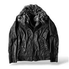 00s archive FUGA coated fur jacket V系