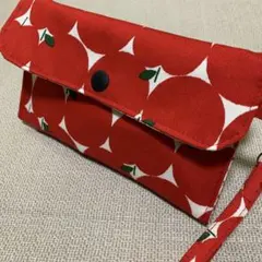 ♡ツインポーチ赤いりんご柄♥︎ハンドメイド