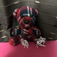 チェック柄 テディベア ぬいぐるみ マフラー付き