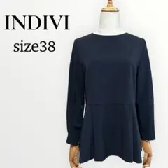 INDIVIインディヴィ　ペプラムブラウス　ネイビー　38