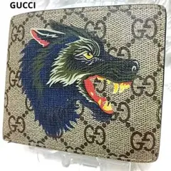 GUCCI グッチ　2つ折り財布 ウルフ 狼　オオカミ GGスプリーム GUCCI グッチ 2つ折り財布 ウルフ 狼 オオカミ GGスプリーム