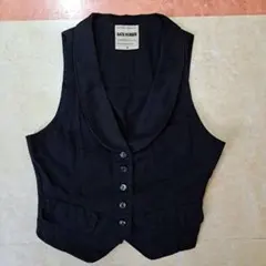 ブラック ノーカラーベスト