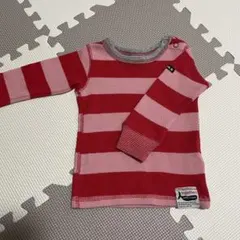 Junk Store ボーダー長袖カットソー レッド ピンク