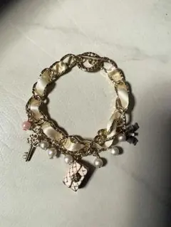 ゴールドチェーン、ピンク、パール バックチャーム