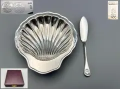 日出島　銀製　刻印　シルバートレイ　バターナイフ　シェル型トレイ　総重量約54g