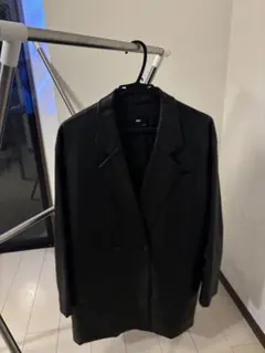 ブラックレザー ダブルブレストジャケット