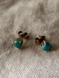 ヴィンテージ9Kターコイズハート型ピアス