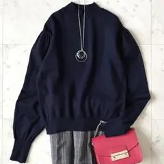 人気♪アルアバイル イタリーヤーンペザントスリーブプルオーバー M 紺 洗える