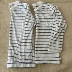 120㎝　130㎝　2セット　長袖カットソー 白/青 白/黒ボーダー柄
