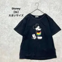 Disney ミッキー　プリントTシャツ　黒【3L】大きいサイズ　綿100%