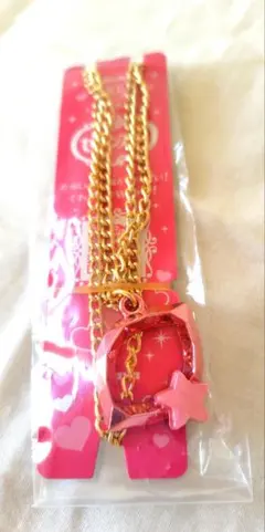 セボンスター　楕円形星つきピンクネックレス