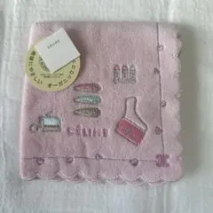 CELINE ピンク タオルハンカチ（オーガニックコットン）