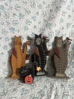 アメリカンカントリー雑貨 猫の置物 4点セット