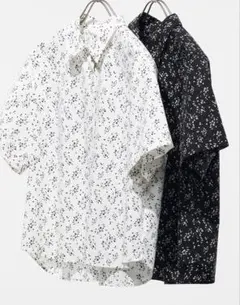UNIQLO 花柄 半袖シャツ ブラック Lのサムネイル