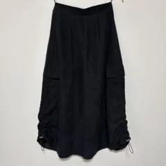 ドローストリング カーゴロングスカート 블랙