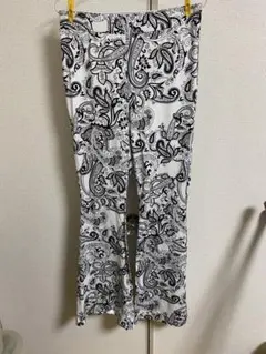 アジアン柄 ホワイト ブラック柄 パンツ