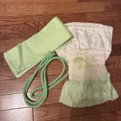 お買い得！　緑色 帯揚げ　帯締め　伊達えりのセット