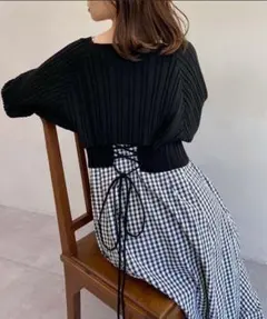 ナイスクラップ　マルチウェイニットセットワンピース　ギンガムチェック　Sサイズ