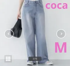 coca コカ　ビンテージライクワイドデニム　ライトブルー　薄水色　Mサイズ
