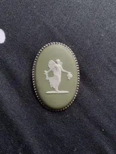 WEDGWOOD ジャスパー ブローチ セージグリーン　シルバーのサムネイル